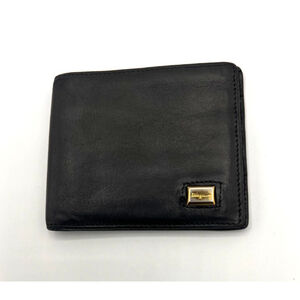 Authentic Salvatore Ferragamo Men's Black Logo Plate Bifold Wallet